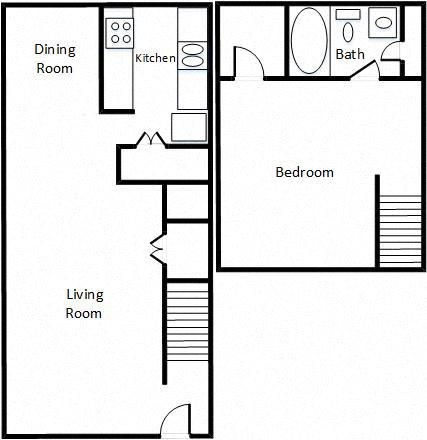 1 Bed / 1 Bath Townhome Floor Plan 6